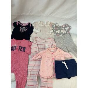 Baby Girl's 6 Month Clothing Lot of 7 Pieces GUC Sleepers Romper One Piece